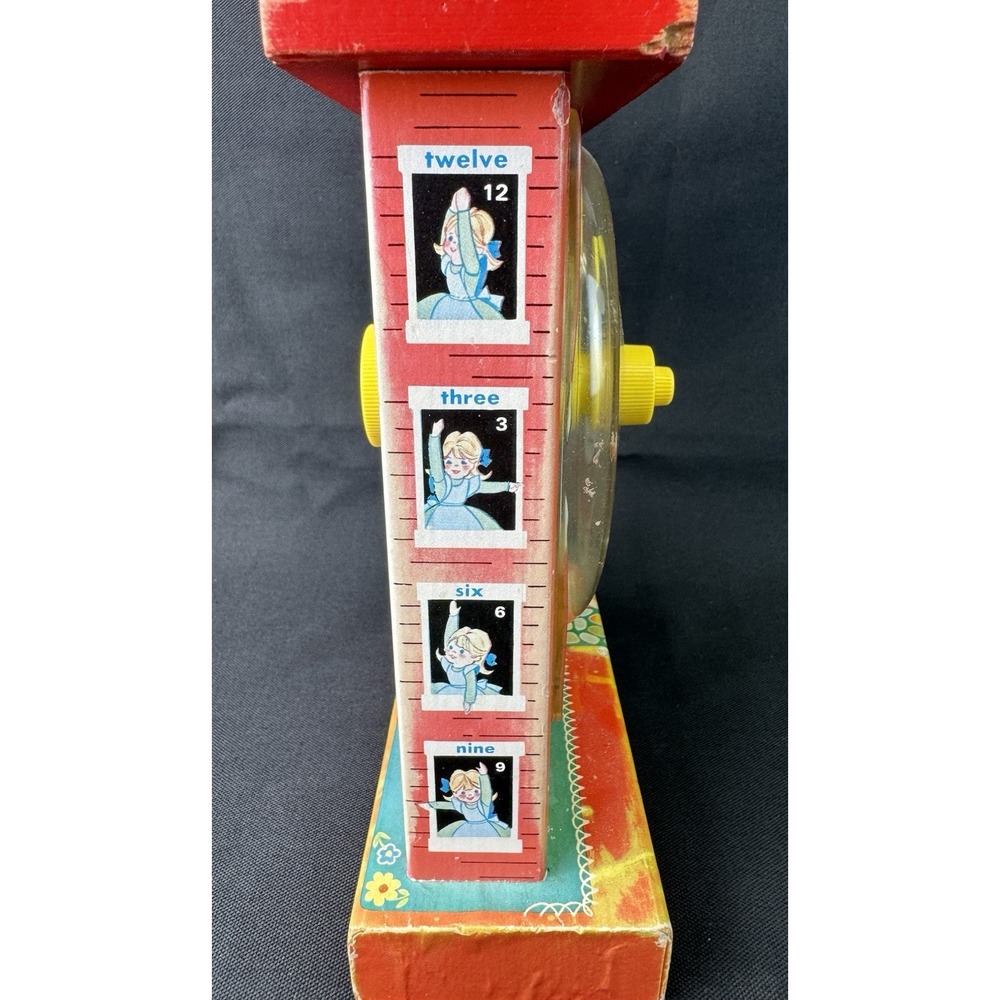 Vintage 1960s Fisher Price Music Box Teaching Clock Model #998 Works - Picture 11 of 12